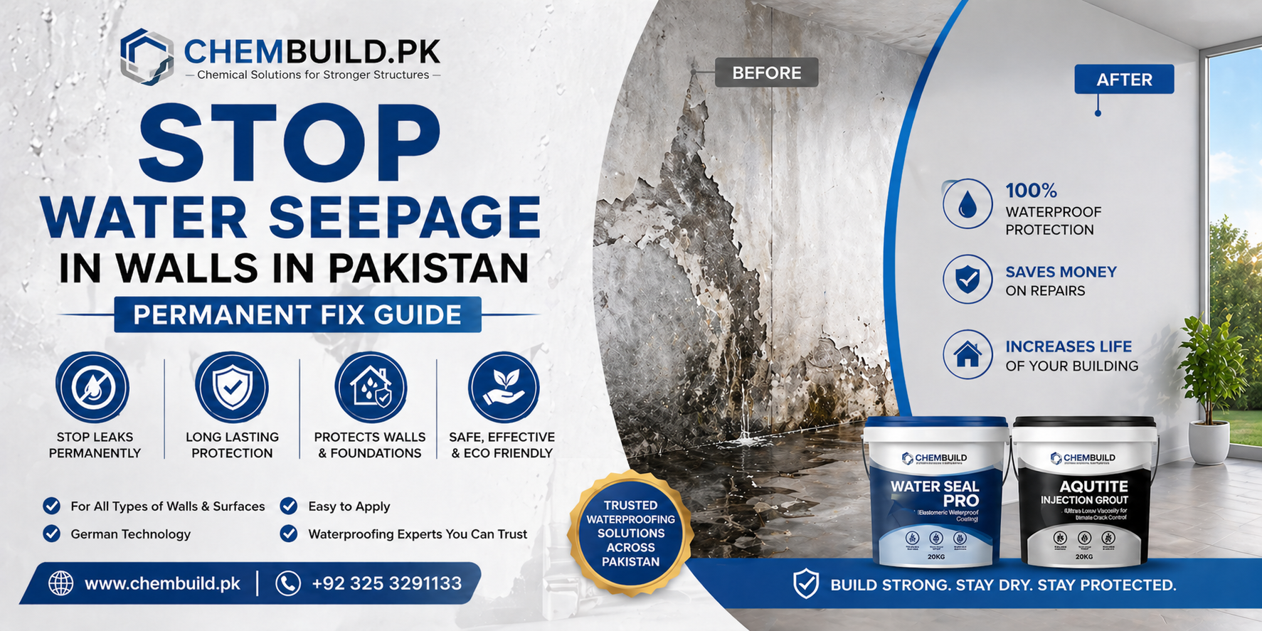 stop water seepage in walls in Pakistan